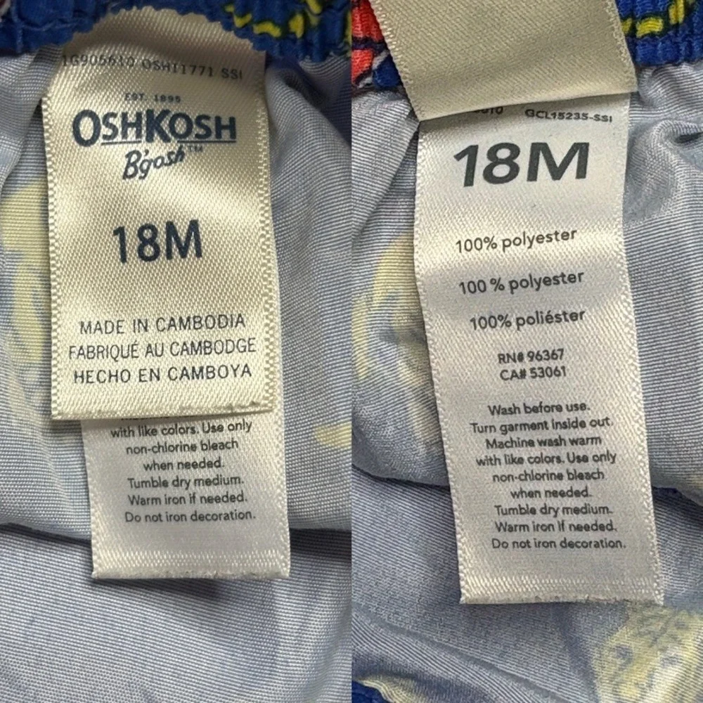 Oshkosh B'gosh Tigers Surfing Swim Trunks & Rashguard‎ Top 18 Months Blue Beach